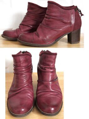 DKODE burgundy leather ankle boots